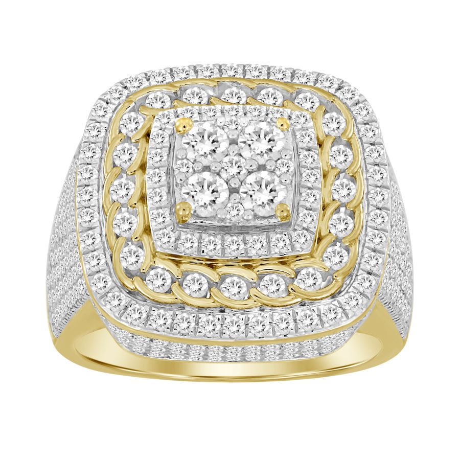 MEN'S RING 2.00CT ROUND DIAMOND 10K YELLOW GOLD 1 MEN'S RING 2.00CT ROUND DIAMOND 10K YELLOW GOLD - Image 1