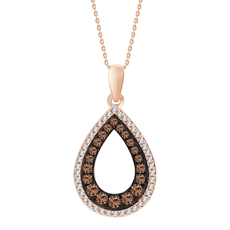 LADIES PENDANT WITH CHAIN 0.25CT ROUND/DARK BROWN DIAMOND 14K ROSE GOLD 1 LADIES PENDANT WITH CHAIN 0.25CT ROUND/DARK BROWN DIAMOND 14K ROSE GOLD - Image 1