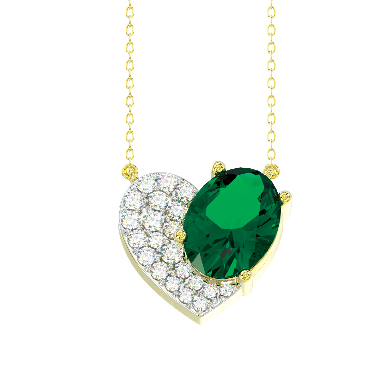 LADIES PENDANT WITH CHAIN 1.15CT ROUND/OVAL EMERALD DIAMOND 14K YELLOW GOLD (CENTER STONE OVAL DIAMOND-1.00CT) 1 LADIES PENDANT WITH CHAIN 1.15CT ROUND/OVAL EMERALD DIAMOND 14K YELLOW GOLD (CENTER STONE OVAL DIAMOND-1.00CT) - Image 1