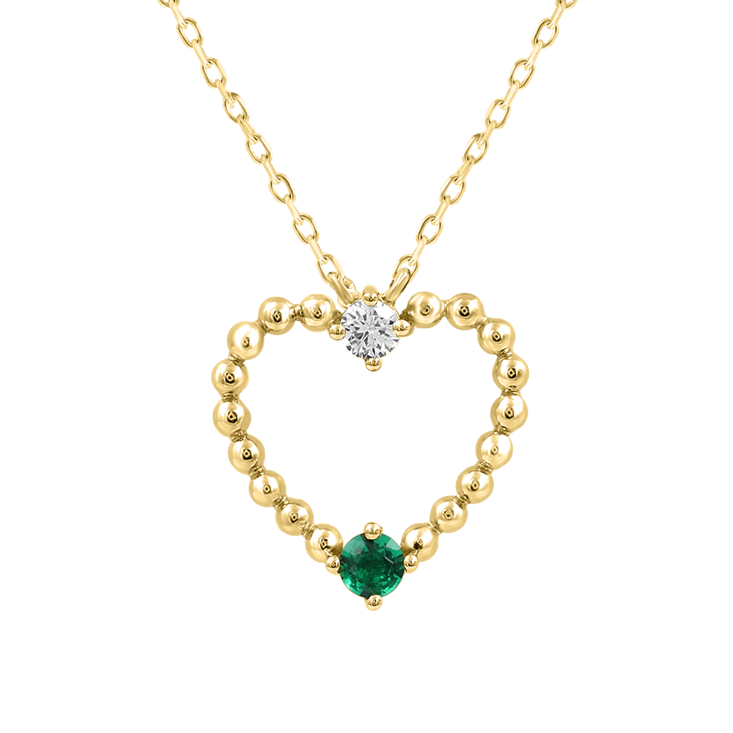 LADIES PENDANT WITH CHAIN 0.15CT ROUND/EMERALD DIAMOND 14K YELLOW GOLD (CENTER STONE ROUND/EMERALD-0.10CT) 1 LADIES PENDANT WITH CHAIN 0.15CT ROUND/EMERALD DIAMOND 14K YELLOW GOLD (CENTER STONE ROUND/EMERALD-0.10CT) - Image 1