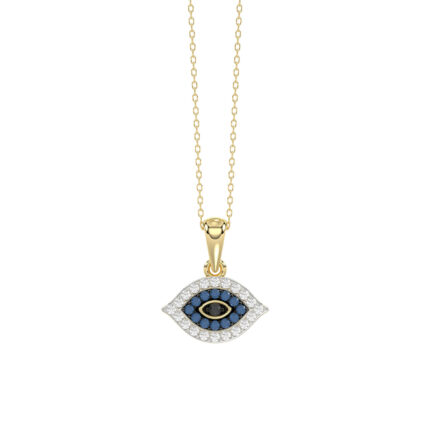 LADIES PENDANT 0.10CT ROUND/BLUE/BLACK DIAMOND 10K YELLOW GOLD