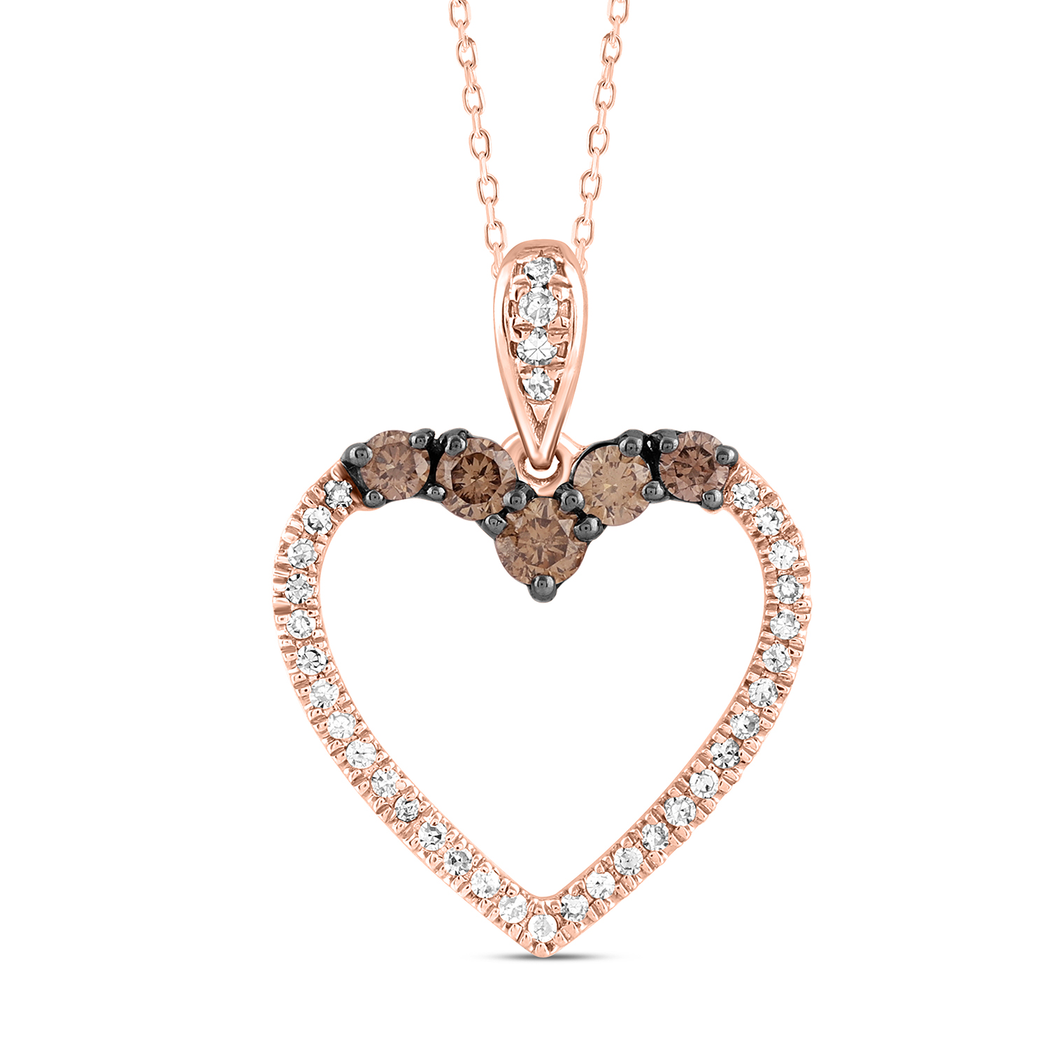 LADIES PENDANT 0.33CT ROUND/DARK BROWN DIAMOND 14K ROSE GOLD 1 LADIES PENDANT 0.33CT ROUND/DARK BROWN DIAMOND 14K ROSE GOLD - Image 1