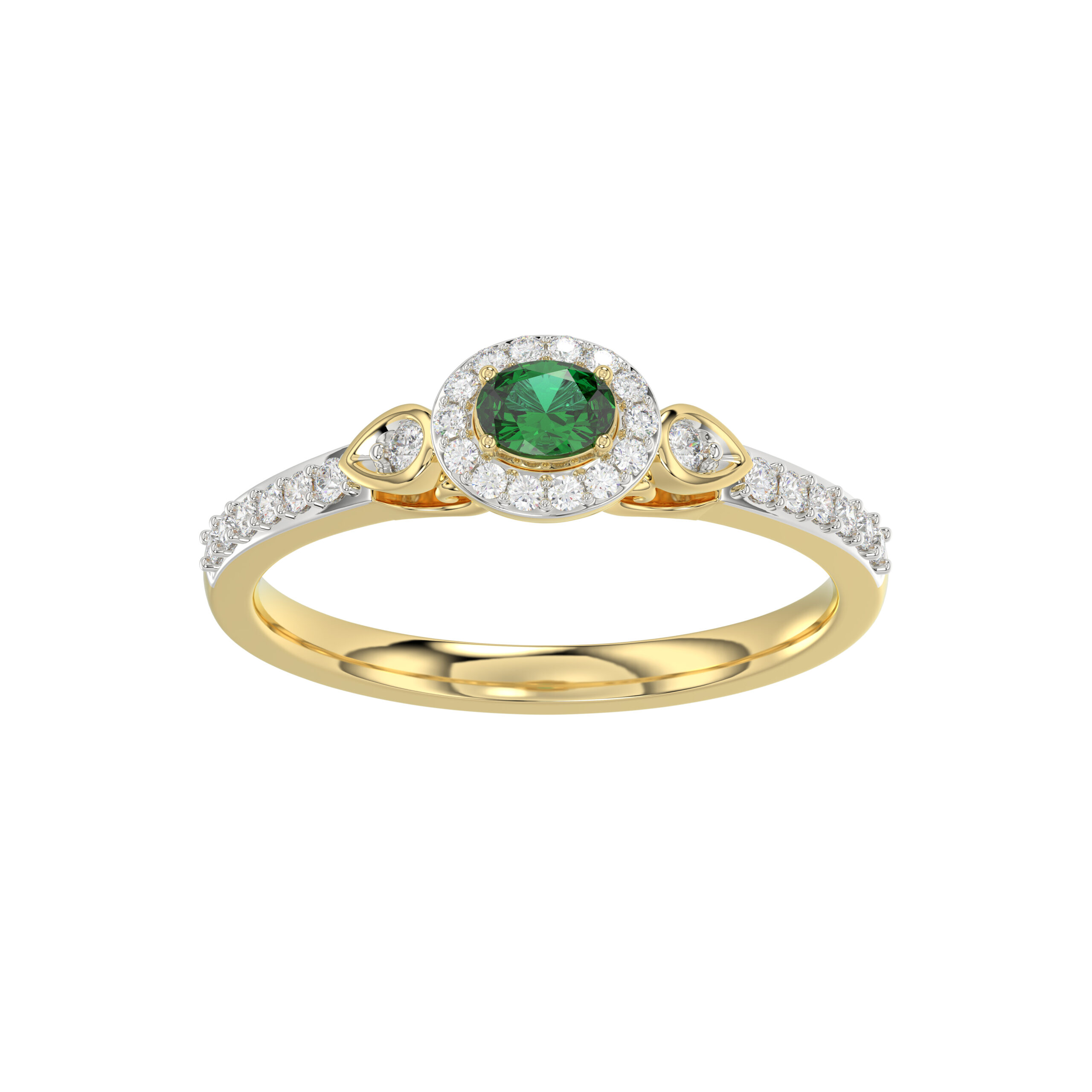 0.33ct Round/Oval Emerald diamond 14k Ladies Fashion Ring 0.15CT Center stone Oval Emerald Diamond) 1 0.33ct Round/Oval Emerald diamond 14k Ladies Fashion Ring 0.15CT Center stone Oval Emerald Diamond) - Image 1