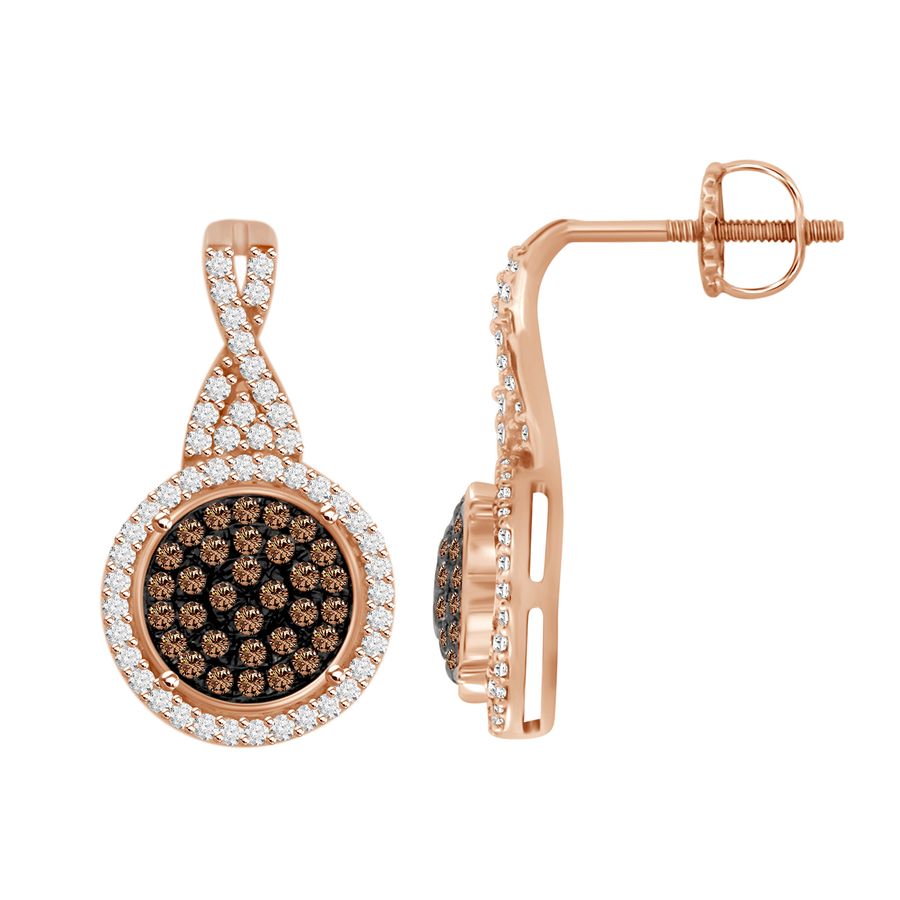 LADIES EARRINGS 0.50CT ROUND DIAMOND 14K ROSE GOLD 1 LADIES EARRINGS 0.50CT ROUND DIAMOND 14K ROSE GOLD - Image 1