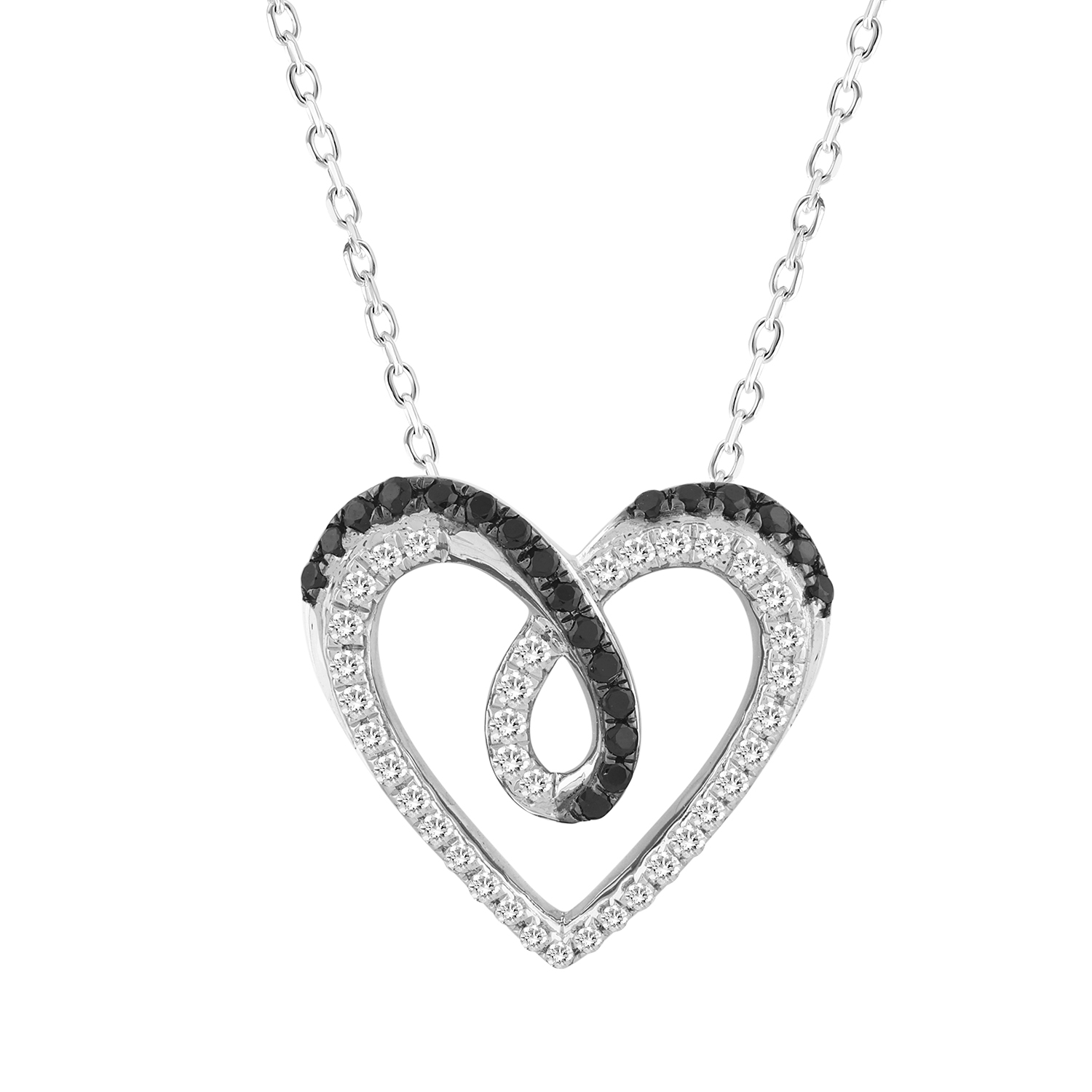 LADIES PENDANT WITH CHAIN 0.25CT ROUND/BLACK DIAMOND 14K WHITE GOLD 1 LADIES PENDANT WITH CHAIN 0.25CT ROUND/BLACK DIAMOND 14K WHITE GOLD - Image 1