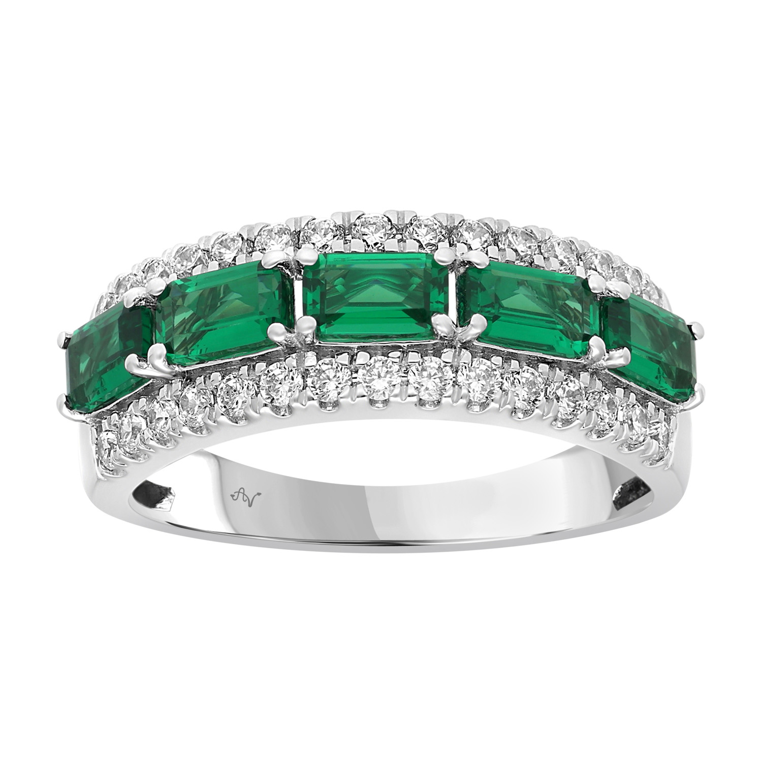 LADIES BAND 1.65CT ROUND/EMERALD DIAMOND 14K WHITE GOLD 1 LADIES BAND 1.65CT ROUND/EMERALD DIAMOND 14K WHITE GOLD - Image 1