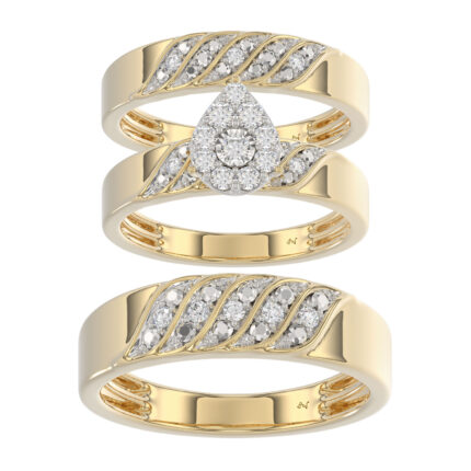 LADIES TRIOS SET 0.33CT ROUND DIAMOND 10K YELLOW GOLD