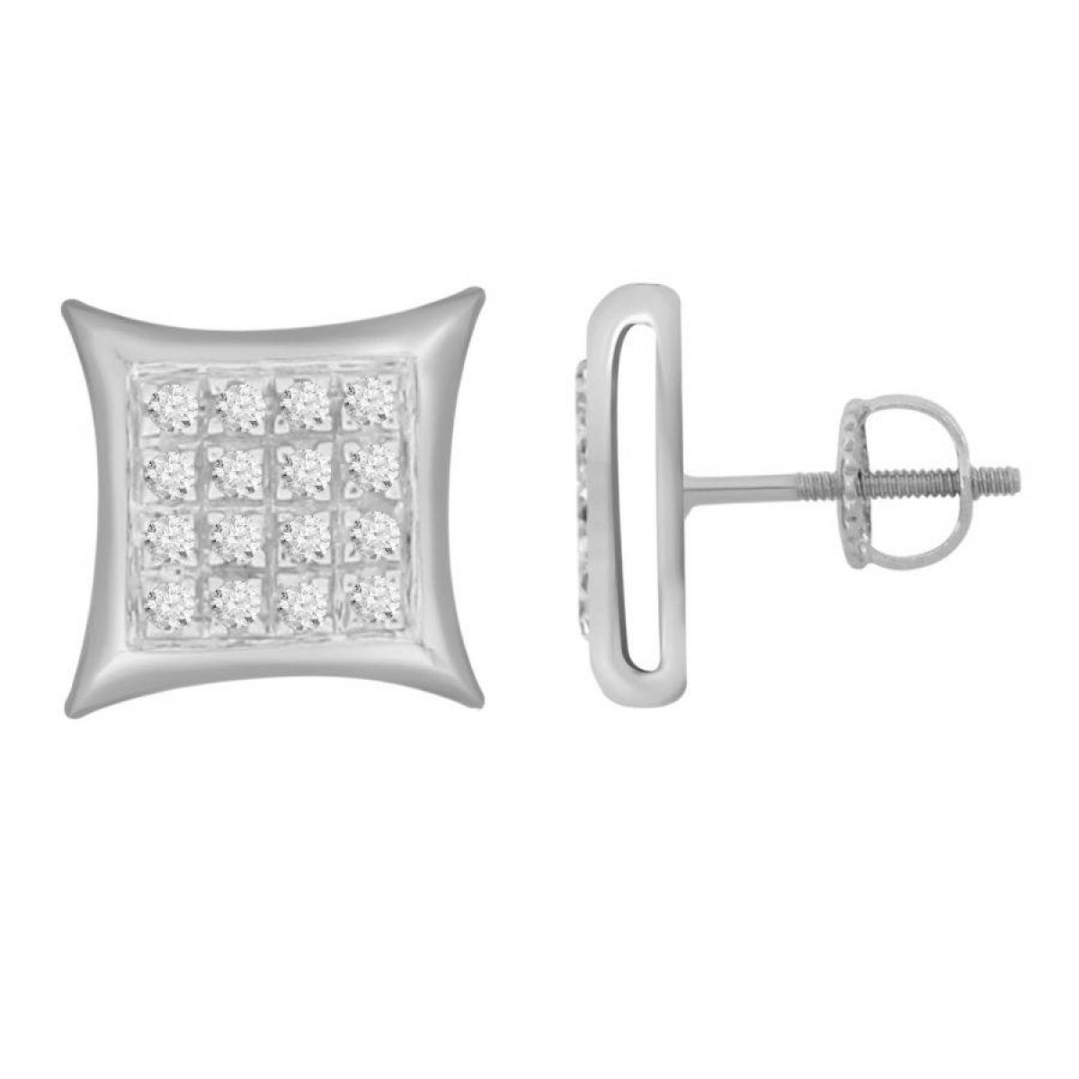 Sterling Silver White Diamond Cluster Fashion Earrings For Women 0.10CT Round Diamond Elegant Yuva Earrings 1 Sterling Silver White Diamond Cluster Fashion Earrings For Women 0.10CT Round Diamond Elegant Yuva Earrings - Image 1