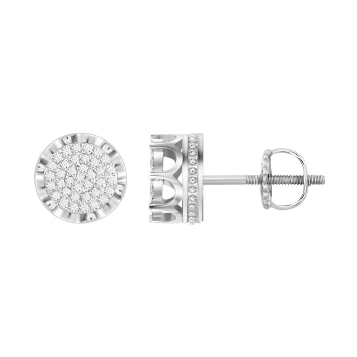 Men’S Diamond Stud Earrings 0.15CT Round Cluster Sterling Silver White Classic Stud Earrings 1 Men’S Diamond Stud Earrings 0.15CT Round Cluster Sterling Silver White Classic Stud Earrings - Image 1