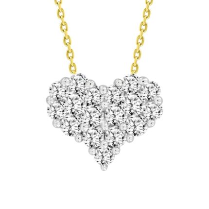 Elegant 10K Yellow Gold Diamond Heart Pendant 0.30Ct Round Diamond Pendant With Chain For Women