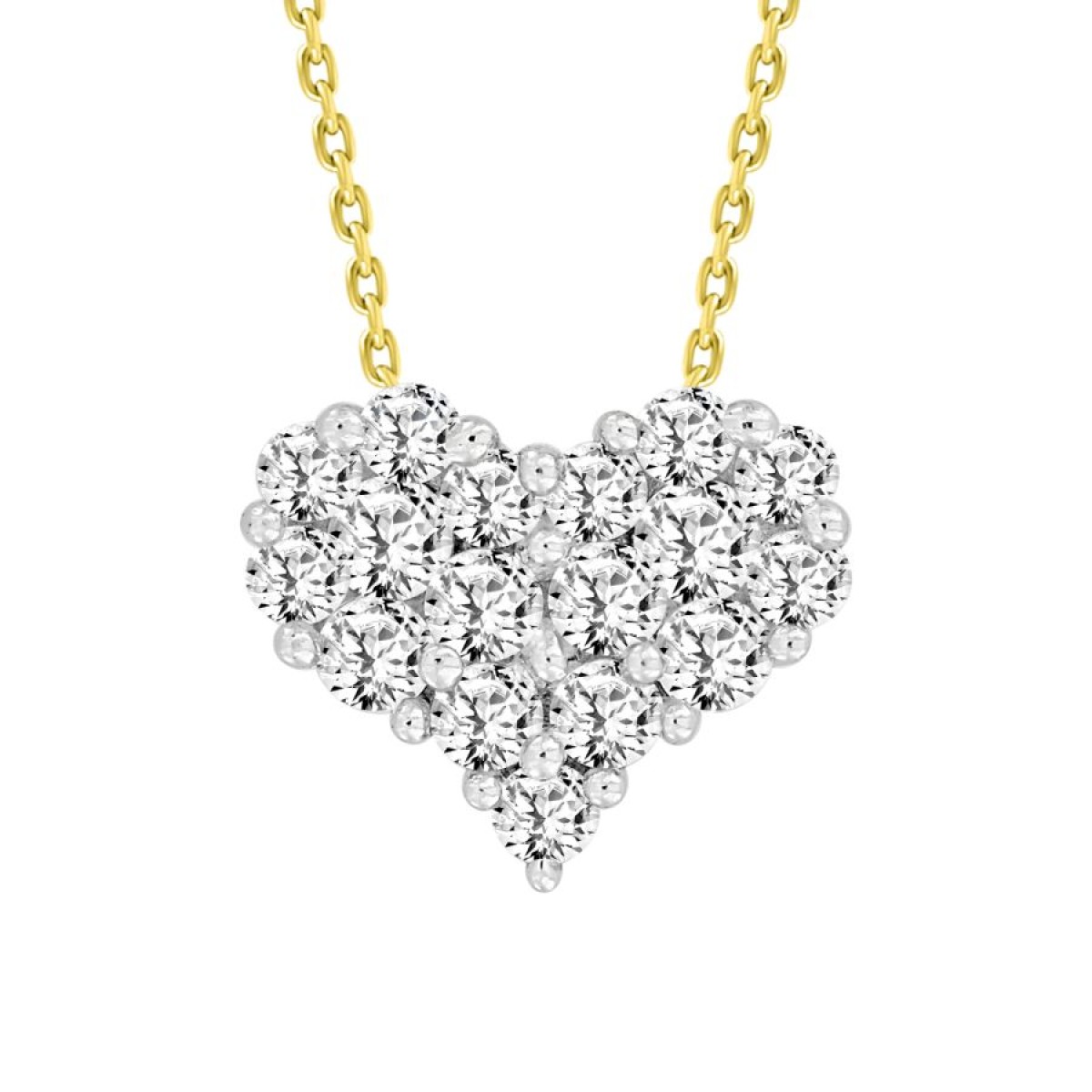 Elegant 10K Yellow Gold Diamond Heart Pendant 0.30Ct Round Diamond Pendant With Chain For Women 1 Elegant 10K Yellow Gold Diamond Heart Pendant 0.30Ct Round Diamond Pendant With Chain For Women - Image 1