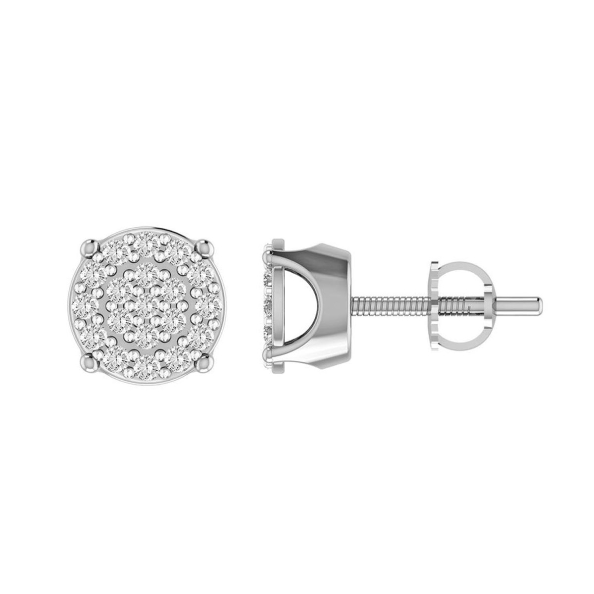 Sterling Silver White 0.25Ct Round Diamond Ladies Fashion Earrings Elegant Women 1 Sterling Silver White 0.25Ct Round Diamond Ladies Fashion Earrings Elegant Women - Image 1