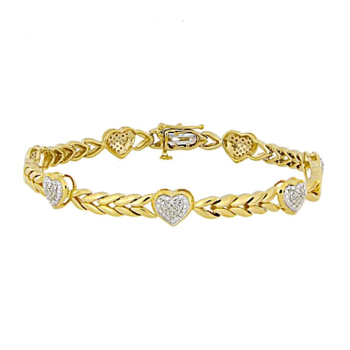Sterling Silver Yellow 0.20CT Round Diamond Heart Bracelet Women’S Fashion Fine Jewelry Bracelet 1 Sterling Silver Yellow 0.20CT Round Diamond Heart Bracelet Women’S Fashion Fine Jewelry Bracelet - Image 1