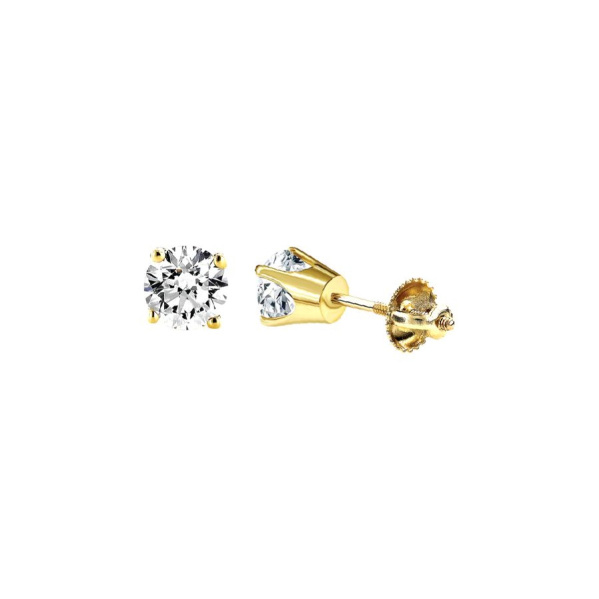 Elegant 14K Yellow Gold Diamond Solitaire Earrings 0.15CT Round Diamond Jewelry For Women 1 Elegant 14K Yellow Gold Diamond Solitaire Earrings 0.15CT Round Diamond Jewelry For Women - Image 1