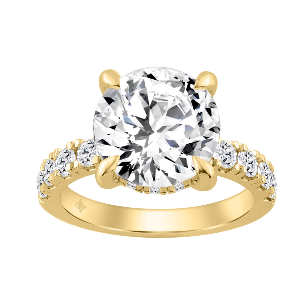 14K YELLOW GOLD 6.00CT ROUND DIAMOND LADIES RING (CENTER STONE ROUND DIAMOND 5CT) 1 14K YELLOW GOLD 6.00CT ROUND DIAMOND LADIES RING (CENTER STONE ROUND DIAMOND 5CT) - Image 1