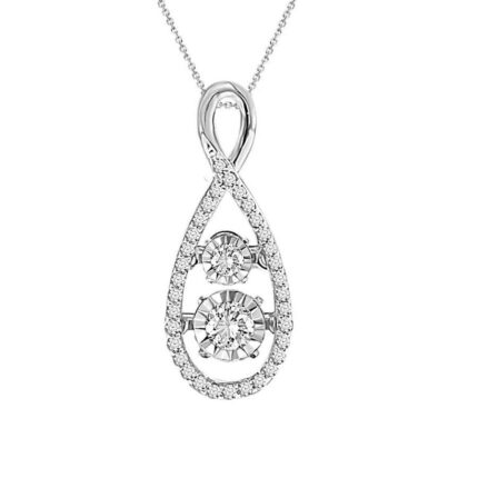 LADIES PENDANT WITH CHAIN 0.25CT ROUND DIAMOND 10K WHITE GOLD