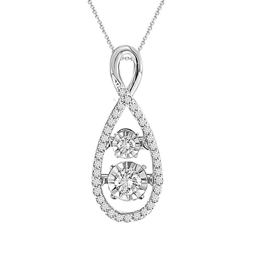 LADIES PENDANT WITH CHAIN 0.25CT ROUND DIAMOND 10K WHITE GOLD 1 LADIES PENDANT WITH CHAIN 0.25CT ROUND DIAMOND 10K WHITE GOLD - Image 1