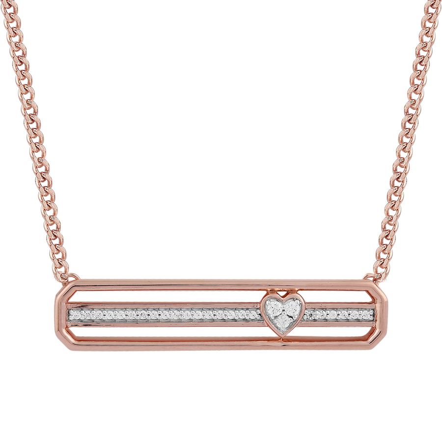 LADIES NECKLACE 0.10CT ROUND DIAMOND 10K ROSE GOLD 1 LADIES NECKLACE 0.10CT ROUND DIAMOND 10K ROSE GOLD - Image 1