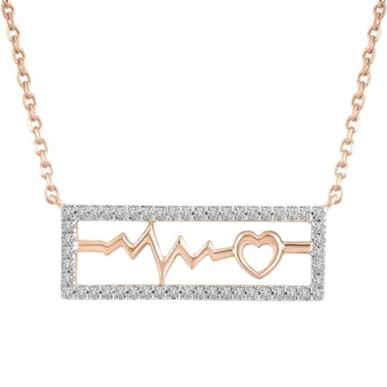 LADIES NECKLACE 0.15CT ROUND DIAMOND 10K ROSE GOLD