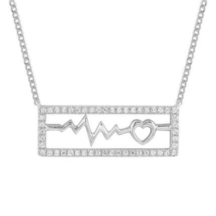 LADIES NECKLACE 0.15CT ROUND DIAMOND 10K WHITE GOLD