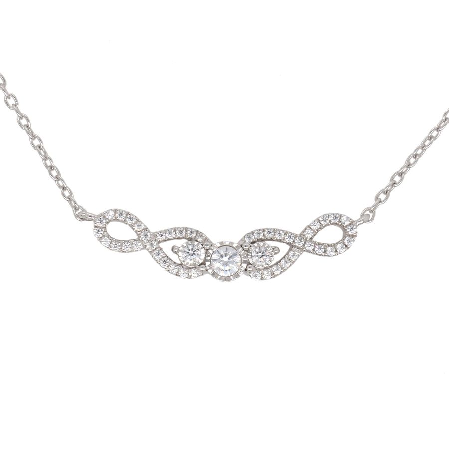 LADIES NECKLACE 0.25CT ROUND DIAMOND 10K WHITE GOLD 1 LADIES NECKLACE 0.25CT ROUND DIAMOND 10K WHITE GOLD - Image 1