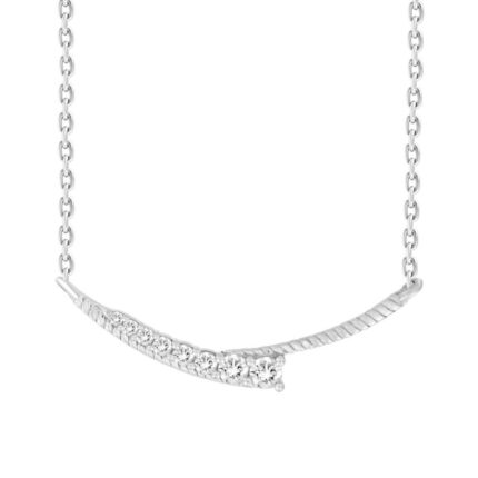 LADIES NECKLACE 0.25CT ROUND DIAMOND 10K WHITE GOLD