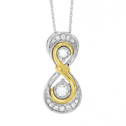 LADIES PENDANT 0.25CT ROUND DIAMOND 10K WHITE/YELLOW GOLD