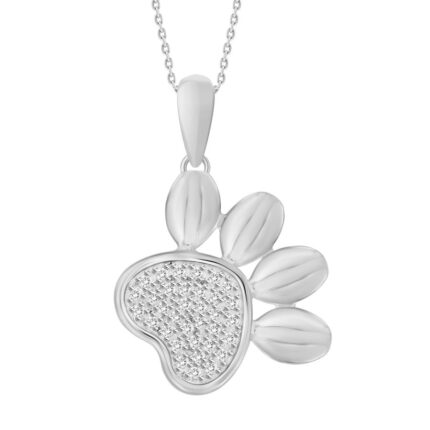 LADIES PENDANT WITH CHAIN 0.10CT ROUND DIAMOND 10K WHITE GOLD
