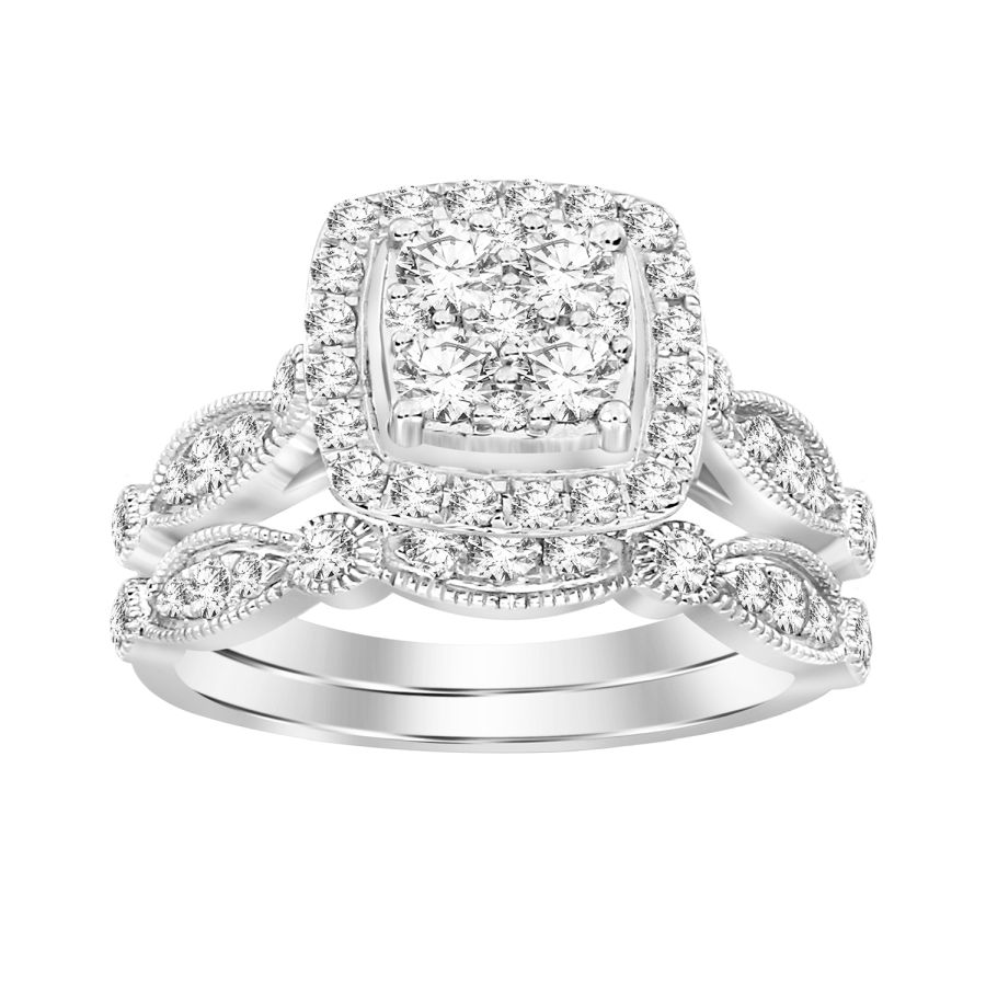 LADIES BRIDAL SET 1.00CT ROUND DIAMOND 14K WHITE GOLD 1 LADIES BRIDAL SET 1.00CT ROUND DIAMOND 14K WHITE GOLD - Image 1