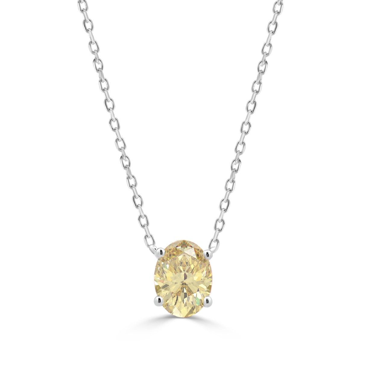 14K WHITE GOLD 1.00CT YELLOW OVAL DIAMOND LADIES PENDANT 1 14K WHITE GOLD 1.00CT YELLOW OVAL DIAMOND LADIES PENDANT - Image 1