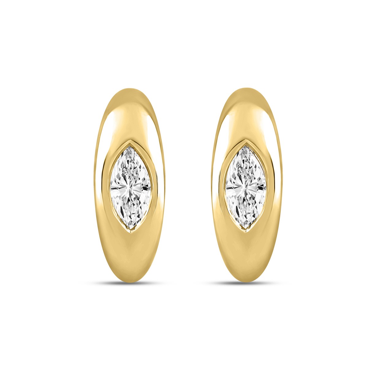 LADIES HOOP EARRINGS 2CT MARQUISE DIAMOND 14K YELLOW GOLD 1 LADIES HOOP EARRINGS 2CT MARQUISE DIAMOND 14K YELLOW GOLD - Image 1