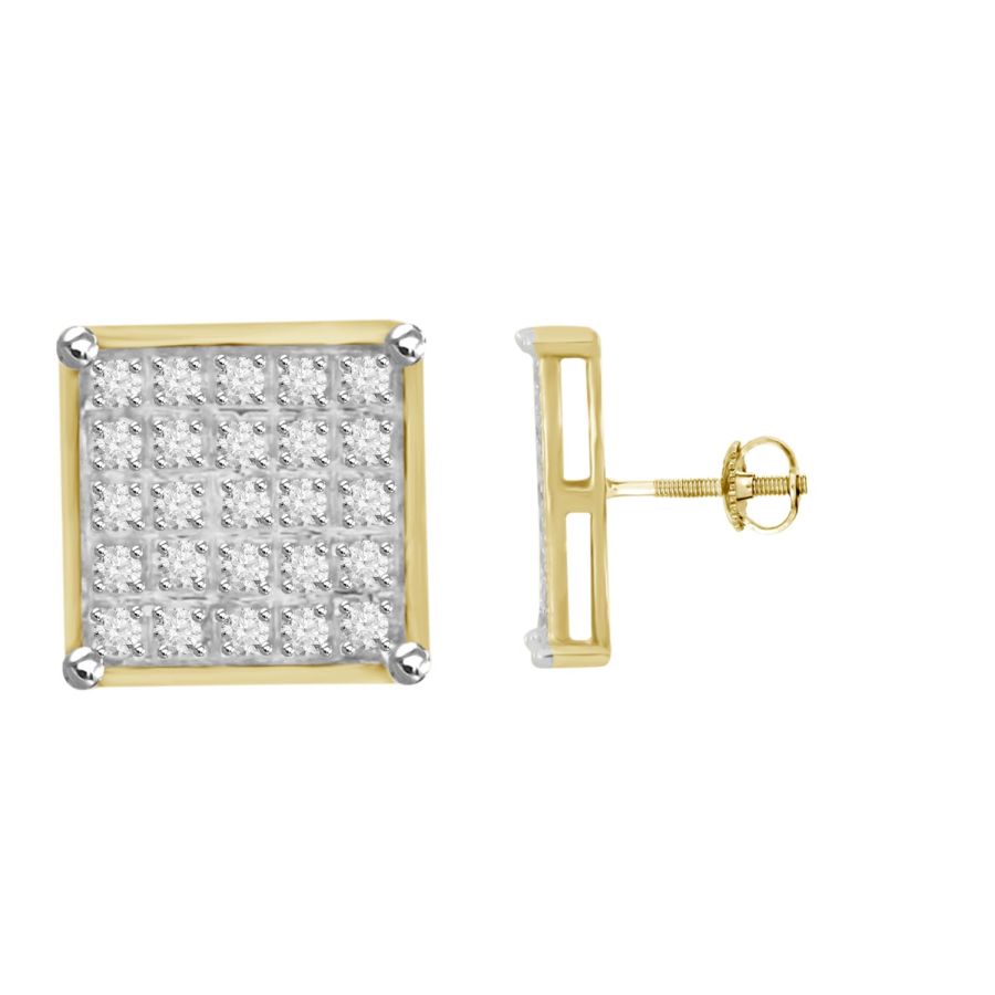 MEN'S YUVA EARRINGS 0.16CT ROUND DIAMOND 10K YELLOW GOLD 1 MEN'S YUVA EARRINGS 0.16CT ROUND DIAMOND 10K YELLOW GOLD - Image 1