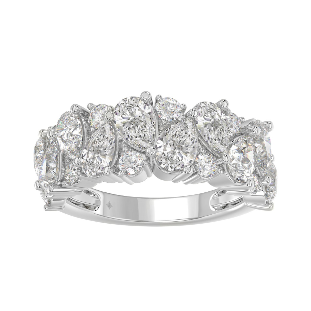 10K WHITE GOLD 3.00CT ROUND/PEAR DIAMOND LADIES RING 1 10K WHITE GOLD 3.00CT ROUND/PEAR DIAMOND LADIES RING - Image 1