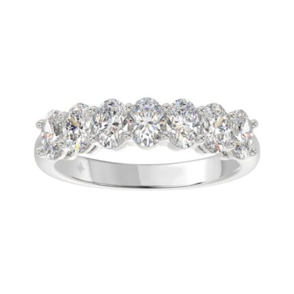 14K WHITE GOLD 1 1/2CT OVAL DIAMOND LADIES BAND