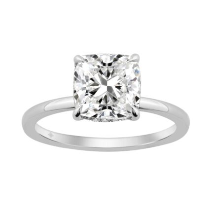 14K WHITE GOLD 3.00CT ROUND/CUSHION DIAMOND LADIES RING (CENTER STONE CUSHION DIAMOND 3CT)