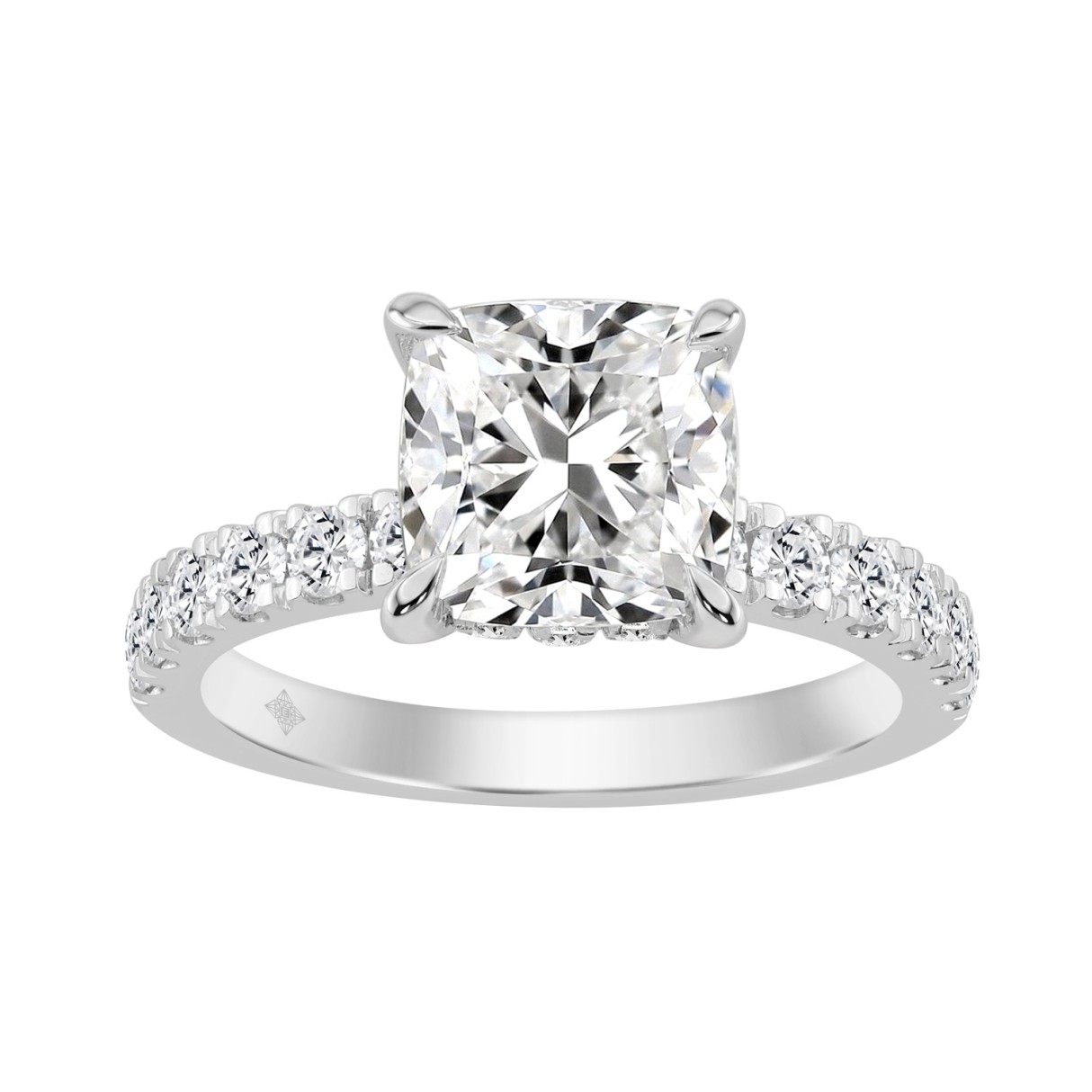 14K WHITE GOLD 6.00CT ROUND/CUSHION DIAMOND LADIES RING (CENTER STONE CUSHION DIAMOND 5CT) 1 14K WHITE GOLD 6.00CT ROUND/CUSHION DIAMOND LADIES RING (CENTER STONE CUSHION DIAMOND 5CT) - Image 1