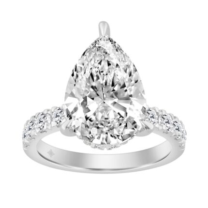 14K WHITE GOLD 6.00CT ROUND/PEAR DIAMOND LADIES RING (CENTER STONE PEAR DIAMOND 5CT