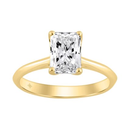 14K YELLOW GOLD 1 1/2CT RADIANT DIAMOND LADIES SOLITAIRE RING