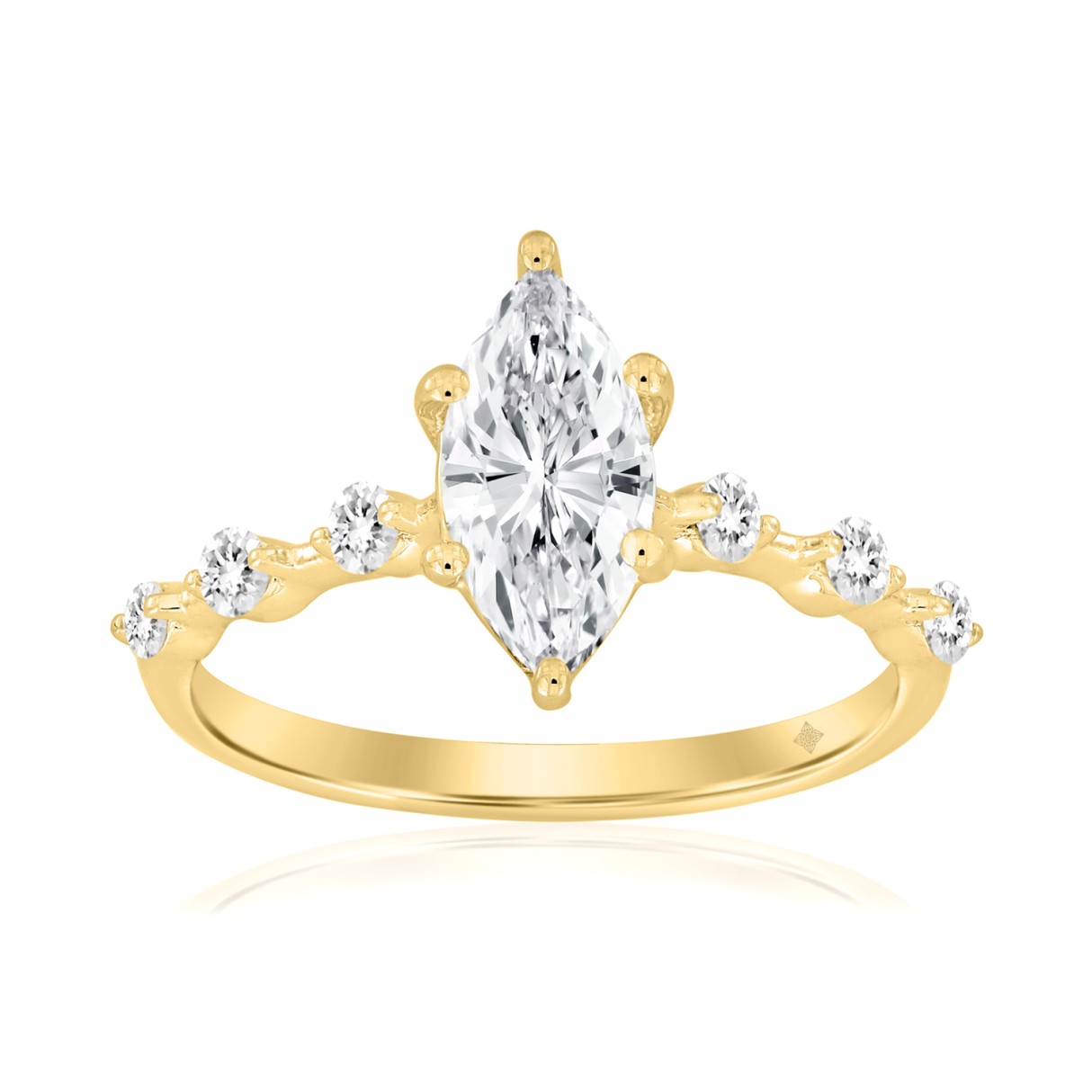 14K YELLOW GOLD 1 1/4CT ROUND/MARQUISE DIAMOND LADIES RING (CENTER STONE MARQUISE DIAMOND 1CT) 1 14K YELLOW GOLD 1 1/4CT ROUND/MARQUISE DIAMOND LADIES RING (CENTER STONE MARQUISE DIAMOND 1CT) - Image 1