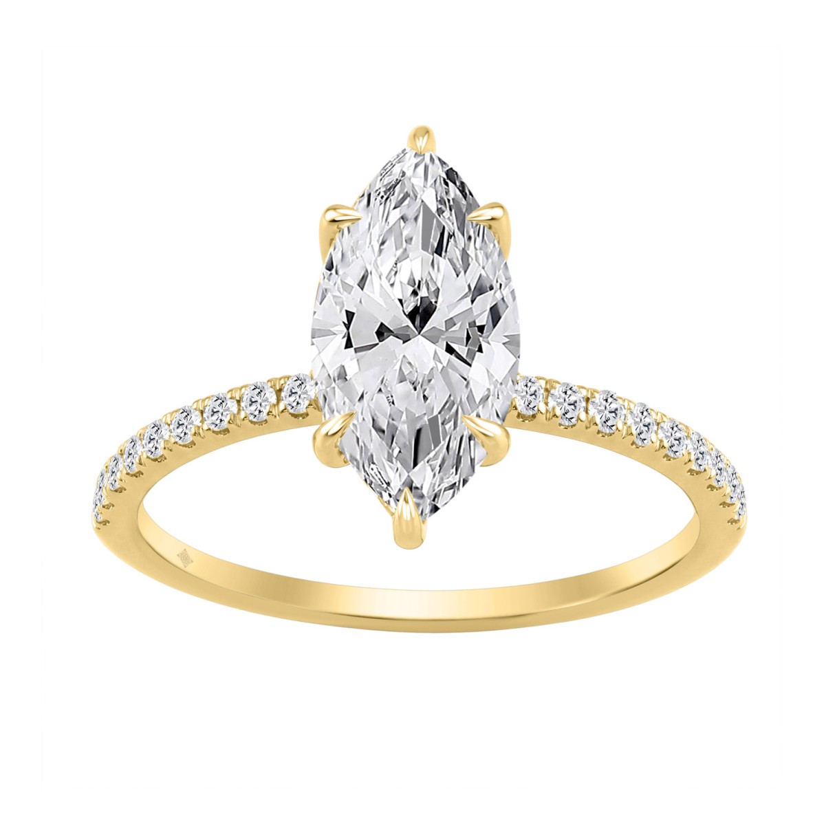 14K YELLOW GOLD 1 3/4CT MARQUISE/ROUND DIAMOND LADIES RING (CENTER STONE MARQUISE DIAMOND 1 1/2CT) 1 14K YELLOW GOLD 1 3/4CT MARQUISE/ROUND DIAMOND LADIES RING (CENTER STONE MARQUISE DIAMOND 1 1/2CT) - Image 1