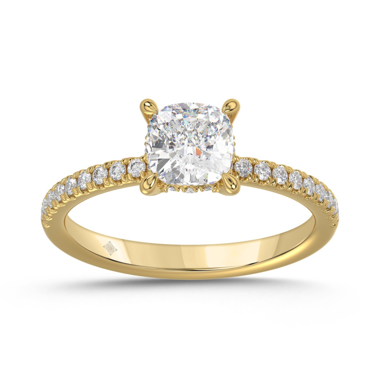14K YELLOW GOLD 1 3/4CT ROUND/CUSHION DIAMOND LADIES RING (CENTER STONE CUSHION DIAMOND 1 1/2CT) 1 14K YELLOW GOLD 1 3/4CT ROUND/CUSHION DIAMOND LADIES RING (CENTER STONE CUSHION DIAMOND 1 1/2CT) - Image 1