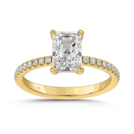 14K YELLOW GOLD 1 3/4CT ROUND/RADIANT DIAMOND LADIES RING (CENTER STONE RADIANT DIAMOND 1 1/2CT)