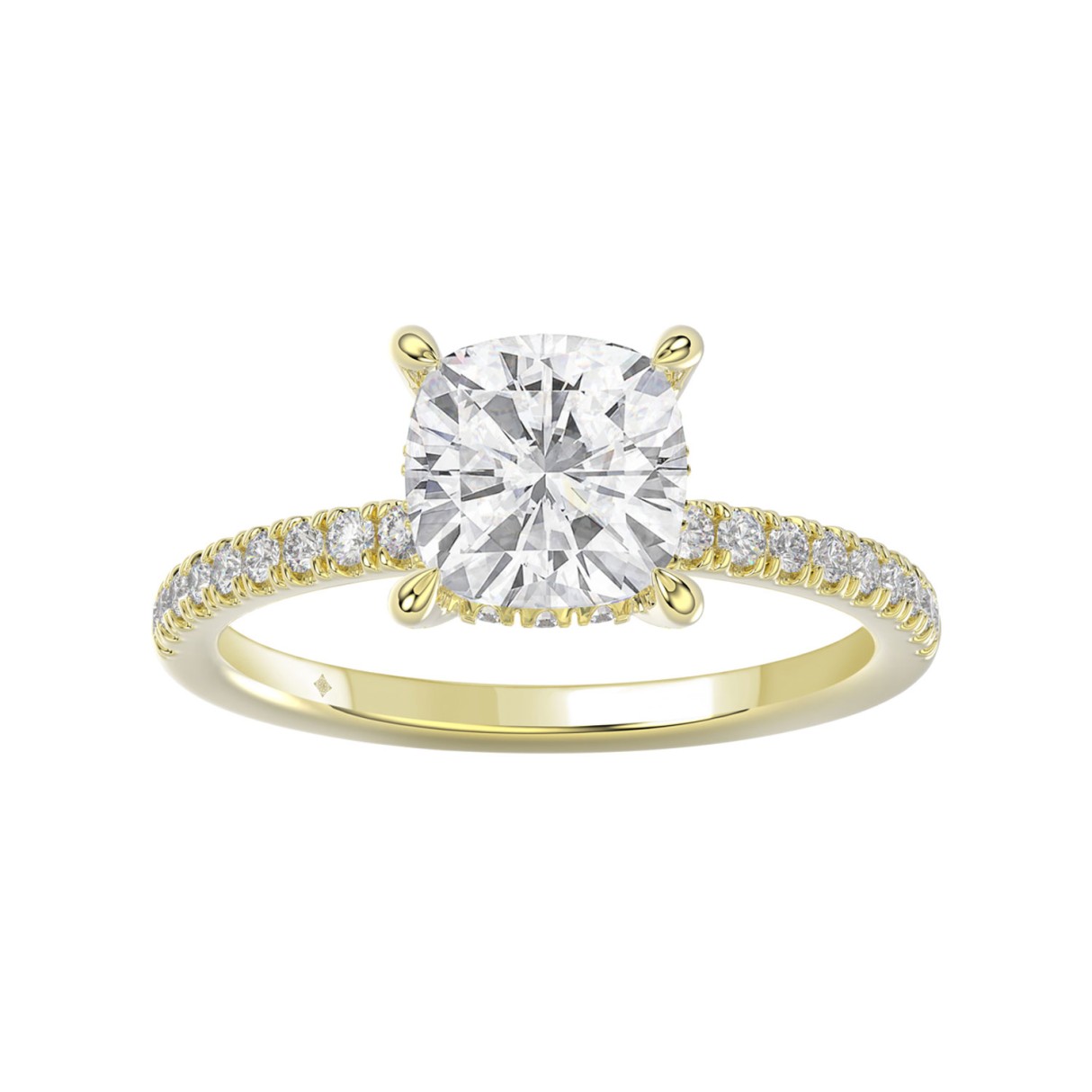 14K YELLOW GOLD 2 1/4CT ROUND/CUSHION DIAMOND LADIES RING (CENTER STONE CUSHION DIAMOND 2CT) 1 14K YELLOW GOLD 2 1/4CT ROUND/CUSHION DIAMOND LADIES RING (CENTER STONE CUSHION DIAMOND 2CT) - Image 1