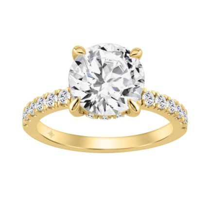 14K YELLOW GOLD 3 1/2CT ROUND DIAMOND LADIES RING (CENTER STONE ROUND DIAMOND 3CT)