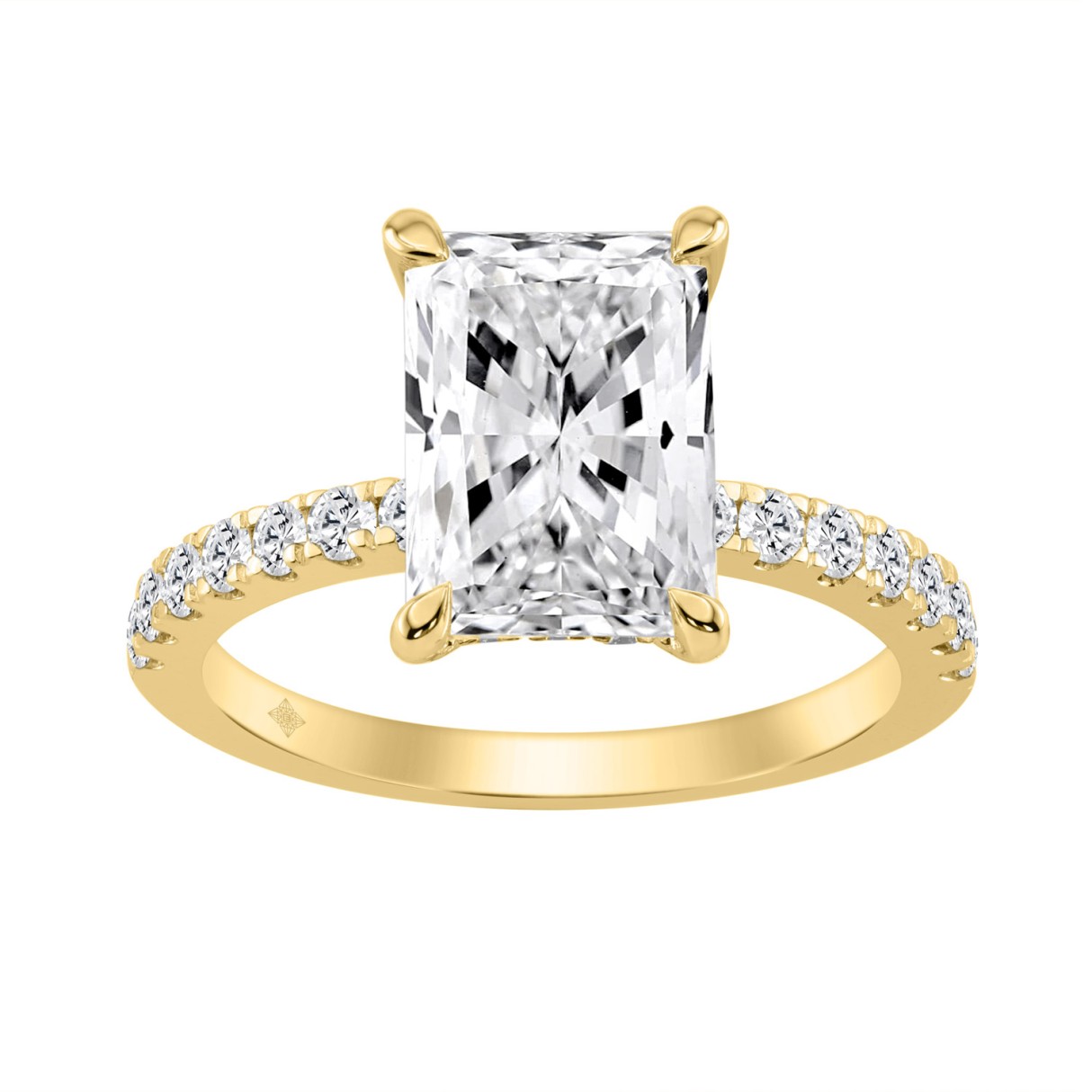 14K YELLOW GOLD 3 1/2CT ROUND/RADIANT DIAMOND LADIES RING (CENTER STONE RADIANT DIAMOND 3CT) 1 14K YELLOW GOLD 3 1/2CT ROUND/RADIANT DIAMOND LADIES RING (CENTER STONE RADIANT DIAMOND 3CT) - Image 1