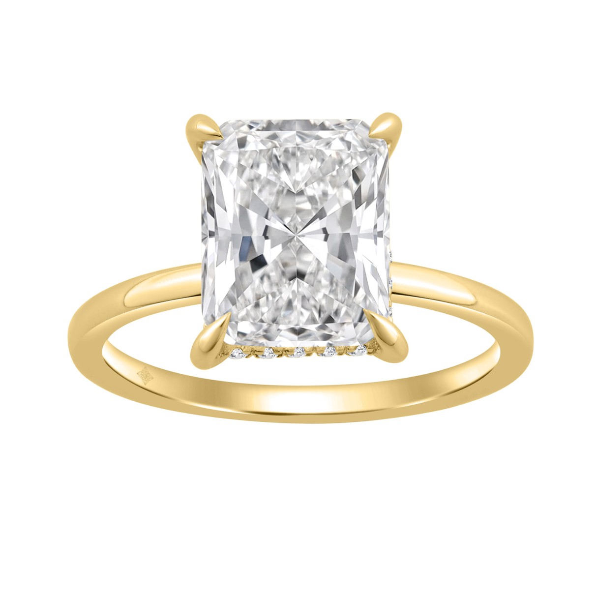 14K YELLOW GOLD 3 1/8CT ROUND/RADIANT DIAMOND LADIES RING (CENTER STONE RADIANT DIAMOND 3.00CT) 1 14K YELLOW GOLD 3 1/8CT ROUND/RADIANT DIAMOND LADIES RING (CENTER STONE RADIANT DIAMOND 3.00CT) - Image 1