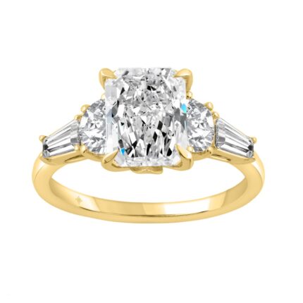 14K YELLOW GOLD 4.00CT RADIANT/HALF MOON/TAPER BAGUETTE DIAMOND LADIES RING