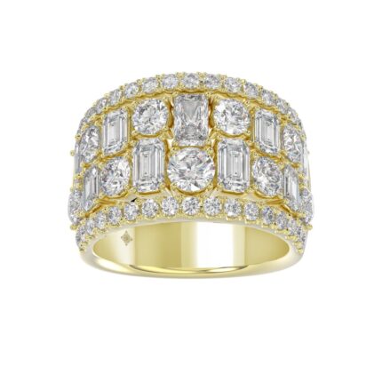14K YELLOW GOLD 5.00CT ROUND/EMERALD DIAMOND LADIES BAND