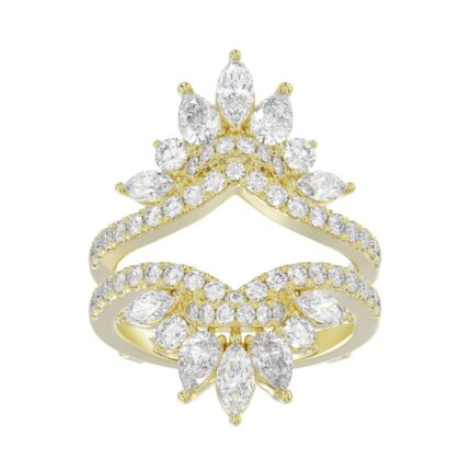 LADIES ENHANCERS RING 2 1/4CT ROUND/PEAR/MARQUISE DIAMOND 14K YELLOW GOLD
