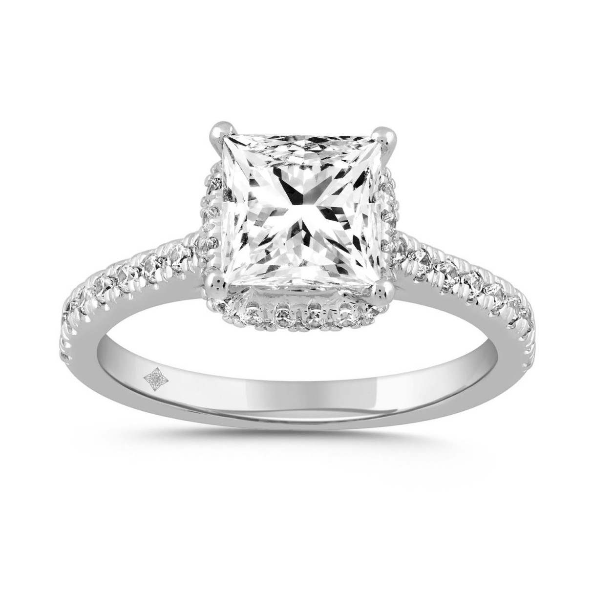 LADIES RING 2 1/2CT ROUND/PRINCESS DIAMOND 14K WHITE GOLD (CENTER STONE PRINCESS DIAMOND 2CT ) 1 LADIES RING 2 1/2CT ROUND/PRINCESS DIAMOND 14K WHITE GOLD (CENTER STONE PRINCESS DIAMOND 2CT ) - Image 1